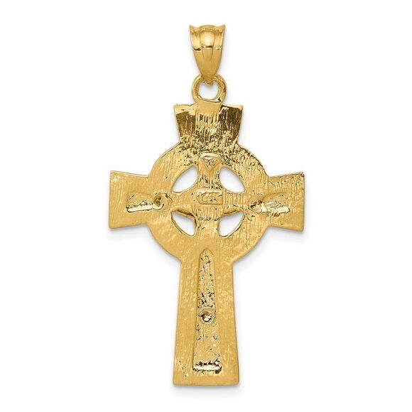 14k Two Tone Gold INRI Celtic Crucifix Pendant, 20 x 36mm - Picture 3 of 5